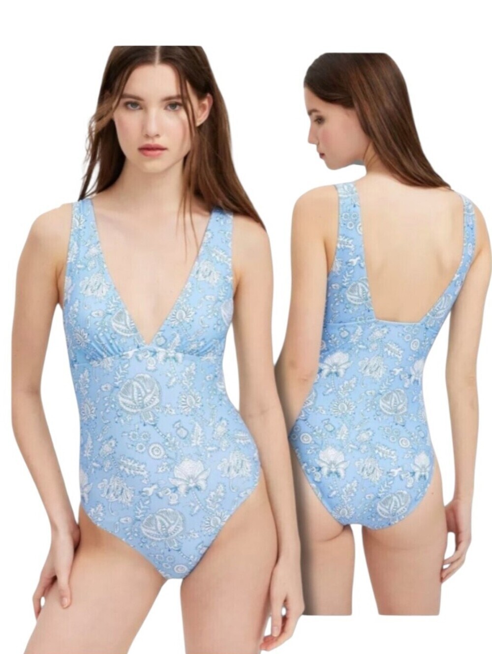 NWT ROLLER RABBIT FLORAL VINES EMPIRE WAIST ONE PIECE SWIMSUIT SZ 8-10